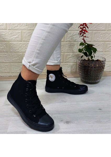 555 Siyah-Siyah Uzun Sneaker Keten Spor Ayakkabı indirimleri