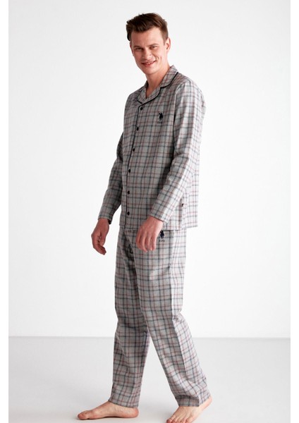 Rahat Kalıp Boydan Düğmeli Ekoseli Erkek Pijama Takım, Uzunkol Kareli Mevsimlik Pijama Takım fiyatları