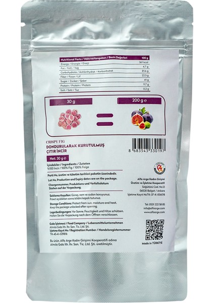 Freeze Dried İncir Dondurularak Kurutulmuş 30 gr