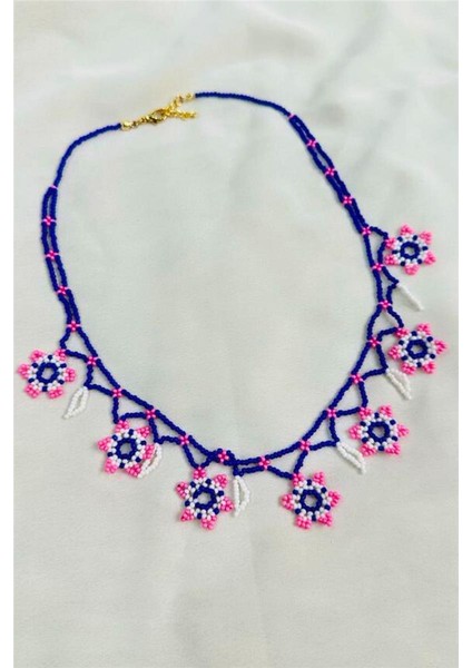 Boncuk Oya El Yapımı Çiçek Etnik Kolye