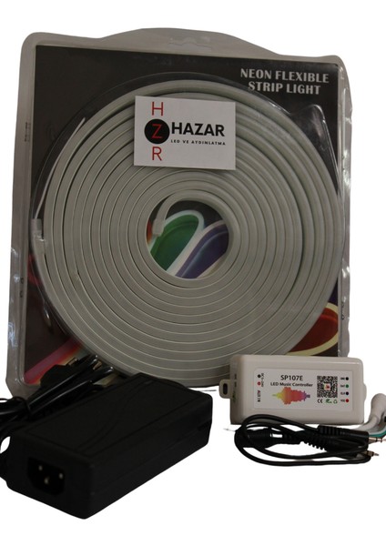 Hazar Led 12 Volt 6 x 12 mm Rgb Pixel Neon Şerit LED Set SP107E Kumandalı WS2811 Magic Neon 5 m