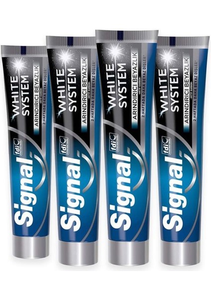 White System Diş Macunu Arındırıcı Beyazlık Aktif Karbon 75 ml x 4 Adet