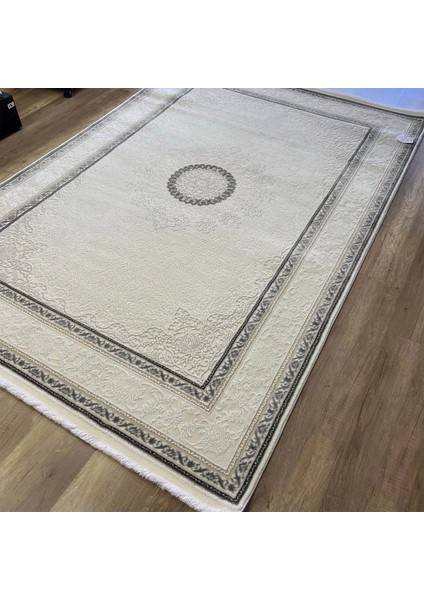 Hera 3587 Beyaz Gri Klasik Salon Halısı