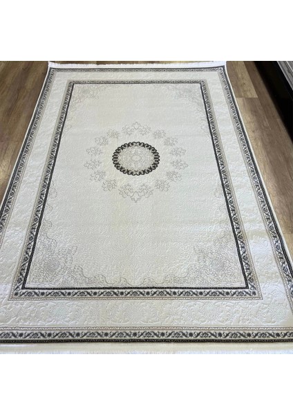 Hera 3587 Beyaz Gri Klasik Salon Halısı