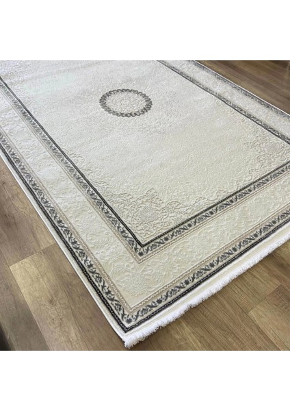 Hera 3587 Beyaz Gri Klasik Salon Halısı