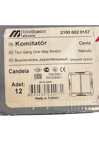 Komütatör Ceviz Sıva Altı 21000020157 (Çerçevesiz) (2 Adet)