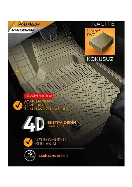Ssangyong Musso 2004-2005 Uyumlu Bej 4d Havuzlu Paspas Takımı