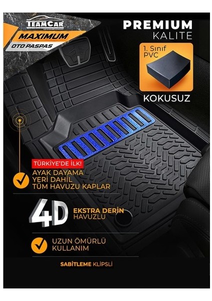 Daihatsu Yrv 2019 Uyumlu Mavi 4d Havuzlu Paspas Takımı