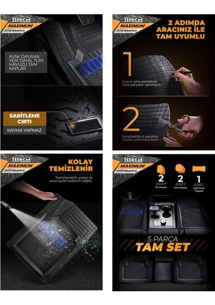 Chery Chance 2012 Uyumlu Mavi 4d Havuzlu Paspas Takımı