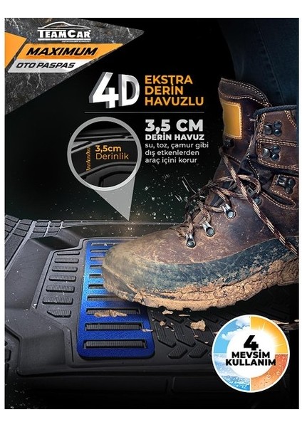 Proton 416 2023 Uyumlu Mavi 4d Havuzlu Paspas Takımı