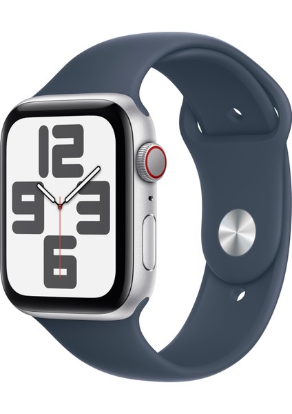 Watch SE GPS + Cellular 44mm Gümüş Rengi Alüminyum Kasa Fırtına Mavisi Spor Kordon - M/L