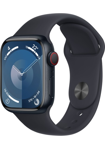 Watch Seri 9 Gps + Cellular 41MM Gece Yarısı Alüminyum Kasa Spor Kordon - S/m MRHR3TU/A