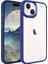Apple iPhone 15 ile Uyumlu Kılıf Şeffaf Arka Yüzey Renkli Kenar Çerçeve Telefon Kılıfı Kapak Lacivert 1