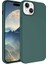 Apple iPhone 15 ile Uyumlu Kılıf Kadife Süet Iç Yüzey Lansman Renkler Telefon Kılıfı Kapak Koyu Yeşil 1