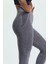 Gri Kalçası Büzgülü Push Up Kalça Şekillendirici Tayt Seamless Fitness Yoga Yüksek Bel Tayt 3