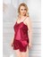 GECEPARILTISI Büyük Beden Mor Saten Babydoll Şort Takımı 5