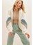 Kadın Ekru Kapüşonlu Fermuarlı Kolları Renk Bloklu Oversize Peluş Sweatshirt 1