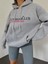 Sun Victoria Unisex Oversize Kapüşonlu Siyah 3 Iplik Şardonlu Baskılı Penye Sweatshirt 3