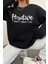 Sun Victoria Unisex Oversize Krem 3 Iplik Şardonlu Baskılı Penye Sweatshirt 2