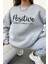 Unisex Oversize Krem 3 Iplik Şardonlu Baskılı Penye Sweatshirt 1