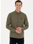 Slim Fit Düğmeli Yaka Haki Erkek Gömlek GOX023K 1