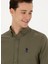 Slim Fit Düğmeli Yaka Haki Erkek Gömlek GOX023K 2
