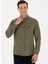 Slim Fit Düğmeli Yaka Haki Erkek Gömlek GOX023K 3