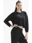 Poe Bisiklet Yaka Örme Crop Sweatshirt 1067 1