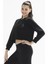 Poe Bisiklet Yaka Örme Crop Sweatshirt 1067 3