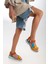 Kadın Kısa Topuk Rahat Taban Cırtlı Günlük Spor Sandalet SS001-0158 Sarı Oranj 1