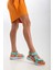 Kadın Kısa Topuk Rahat Taban Cırtlı Günlük Spor Sandalet SS001-0158 Yeşil Oranj 2