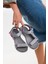 Kadın Kısa Topuk Rahat Taban Cırtlı Günlük Spor Sandalet SS001-0158 Gri 1