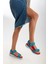 Kadın Kısa Topuk Rahat Taban Cırtlı Günlük Spor Sandalet SS001-0158 Mavi Kırmızı 1
