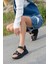 Kadın Günlük Faylon Dolgu Taban Cırtlı Spor Günlük Sandalet SS001-0148 Siyah 2