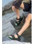 Kadın Günlük Faylon Dolgu Taban Cırtlı Spor Günlük Sandalet SS001-0148 Siyah Yeşil 2