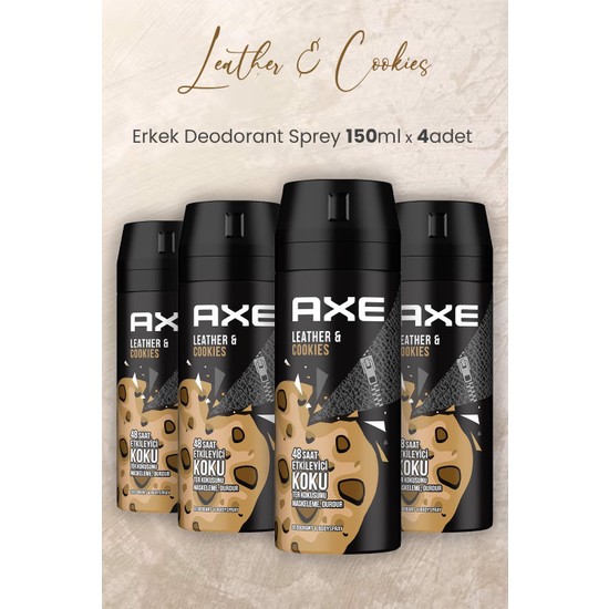 Axe Leather & Cookies Erkek Deodorant Sprey 150 ml x 4 Adet Fiyatı