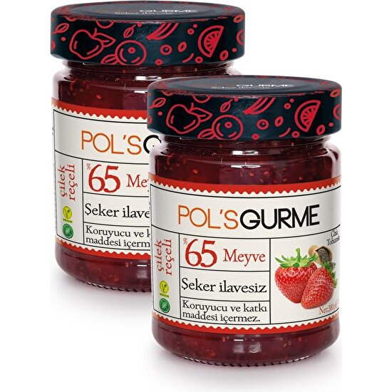Pol's Gurme Pol'sgurme Çilek Reçeli Chia Tohumlu %65 Meyve Oranlı 380 gr x 2 Adet