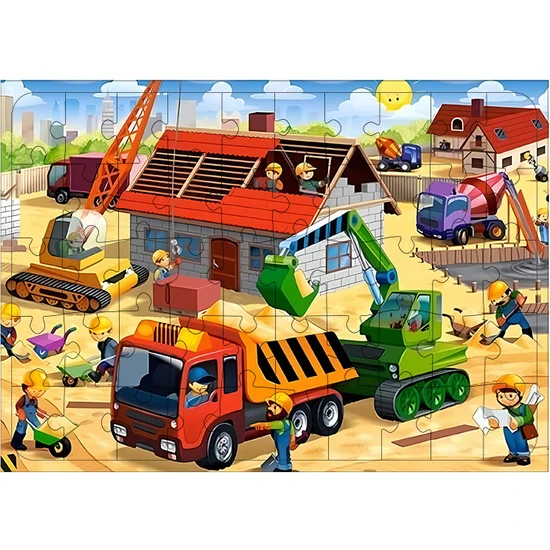 Tablomega Ahşap Mdf Puzzle Yapboz Inşaat Iş Makineları Kepçe 50 Parça 35*50 cm