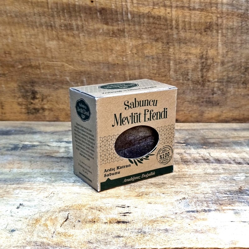 Sabuncu Mevlüt Efendi Ardıç Katran Sabunu 125 gr – Doğal Bitkisel Formül, Cilt ve Saç İçin Besleyici ve Yağ Dengeleyici