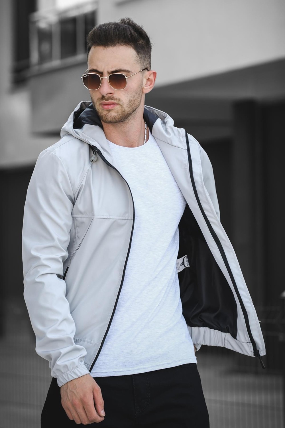 Oksit Bailey Suya Dayanaklı Slim Fit Erkek Kapüşonlu Mevsimlik Mont Yağmurluk görsel 2