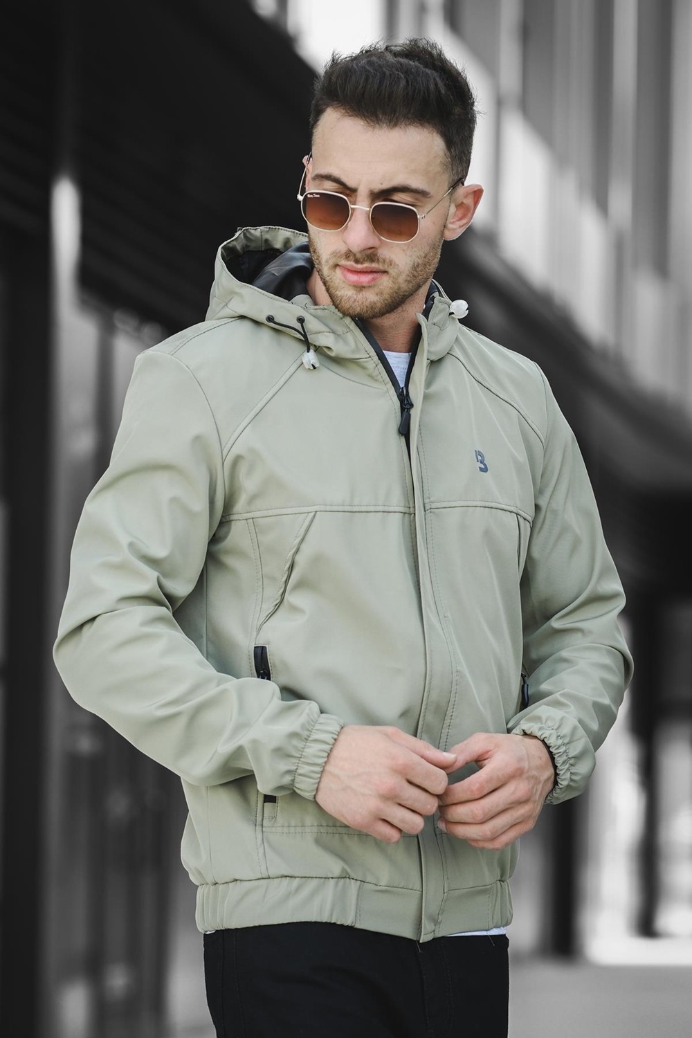 Oksit Bailey Suya Dayanaklı Slim Fit Erkek Kapüşonlu Mevsimlik Mont Yağmurluk