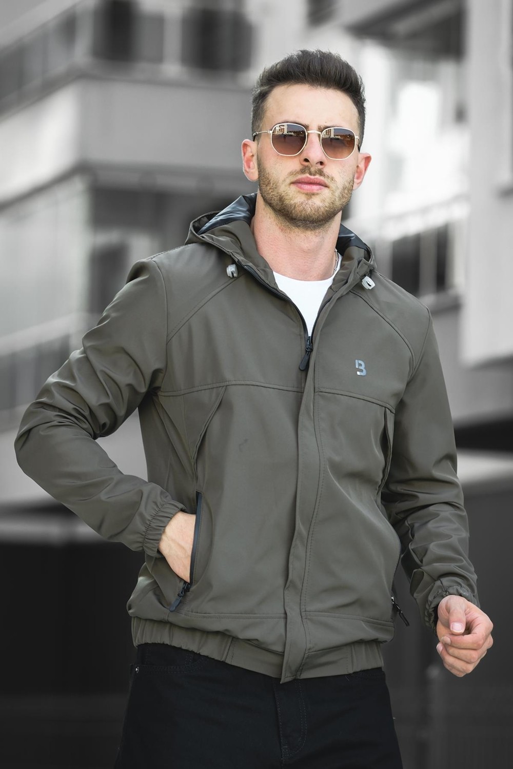 Oksit Bailey Suya Dayanaklı Slim Fit Erkek Kapüşonlu Mevsimlik Mont Yağmurluk