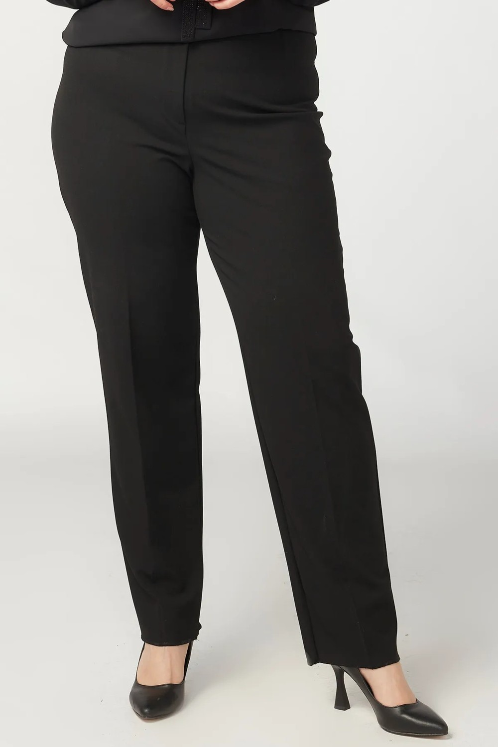 Moda Alba Beli Lastikli Büyük Beden Kumaş Pantalon görsel 3