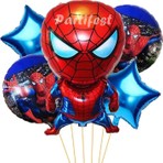Parti Station Spiderman Örümcek Adam Balon Set Renkli 5 Adet Folyo Balon Doğum Günü Konsept