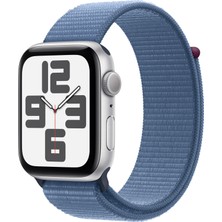 Apple Watch SE 2.Nesil (2023) GPS 44mm Silver Aluminium Case with Winter Blue Sport Loop