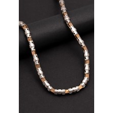 Vogutima  Boru Model Yeşil-Beyaz Çelik Erkek Kolye - 316 L Paslanmaz Çelik Kolye