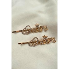 Petek Aksesuar 2 Adet Taşlı Queen Yan Tel Toka