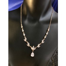 Vogutima Vog Pırlanta Montür Damla ve Mekik Star Kesim Taşlı 925 Ayar Gümüş Roze Renk