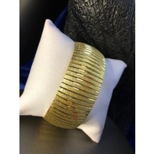 Vogutima  24 Ayar Altın Kaplama Mega Boy 30 mm Lazer Kesmesi Bilezik