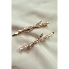 Petek Aksesuar 2 Adet Incili Taşlı Tel Toka